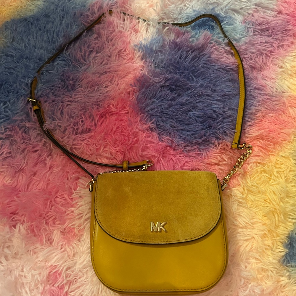 Michael Michael Kors Leather Suede Saddle Bag